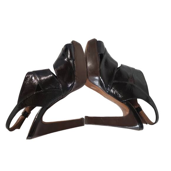 Marni Patent Leather Peep Toe Slingback Platform Sandals Womens Size 36.5 6.5 US - Picture 7 of 12